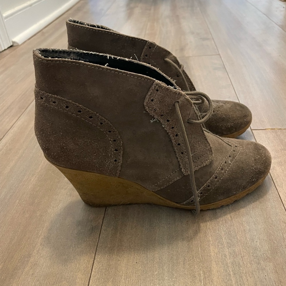 MIA Suede Wedge Ankle Boots